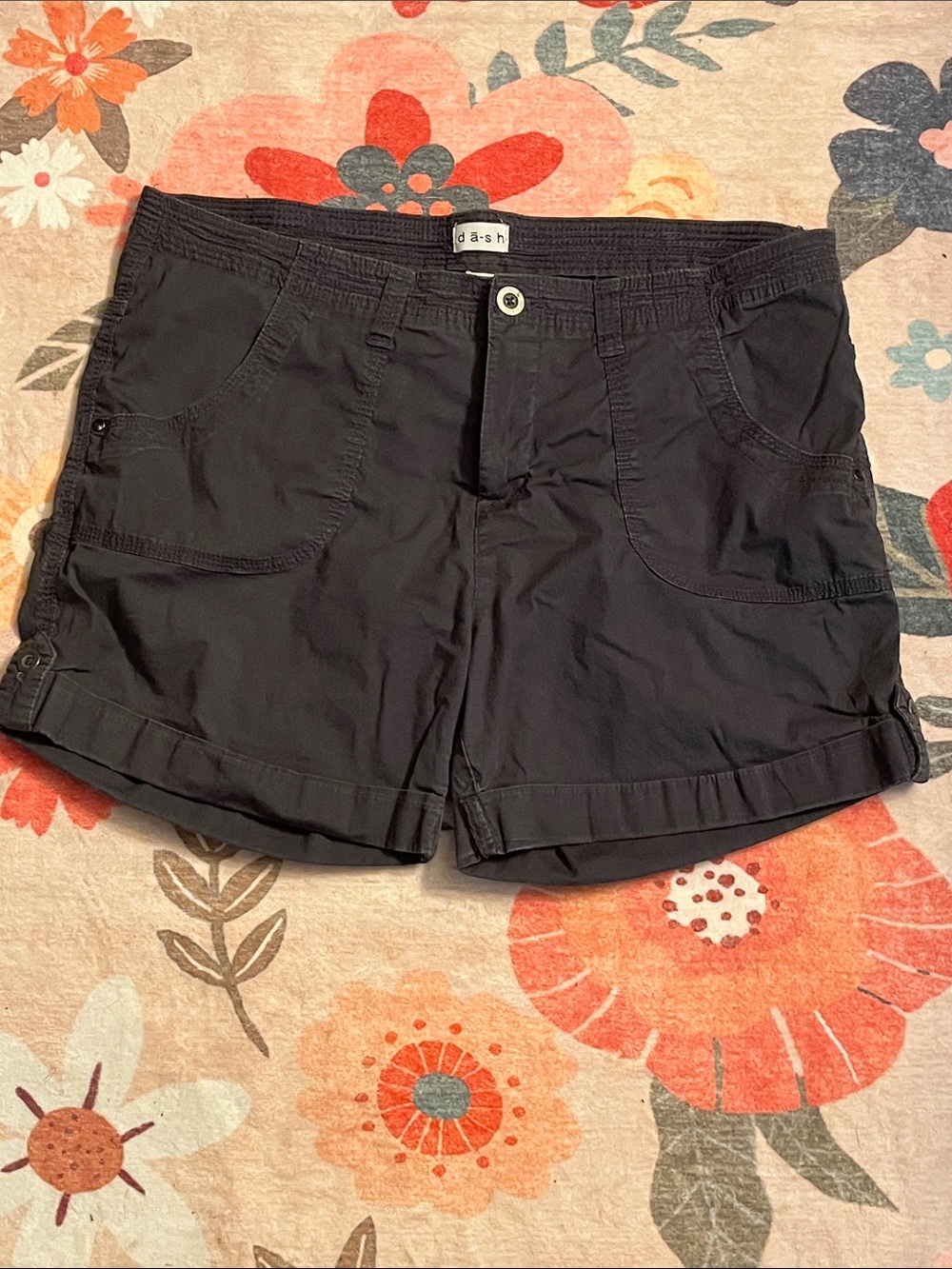 dash Black Roll-Cuff Bermuda Shorts